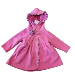 Little Millie Pink Fleece Hoodie Ruffled Coat Sz 12 Months NWT